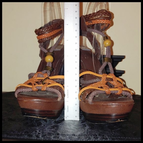 Aldo Brown Heeled Platform Sandals - Picture 3 of 13